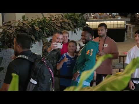 Brazil stars greeted by fans and Indigenous welcome in Townsville