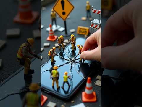 Les tiny workers s'attaquent à une fissure critique... sur ton écran !Smartphone en travaux, merci