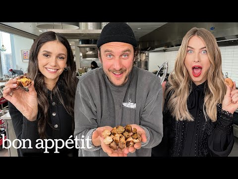Nina Dobrev & Julianne Hough Taste Nuts With Brad | Taste Testers | Bon Appétit