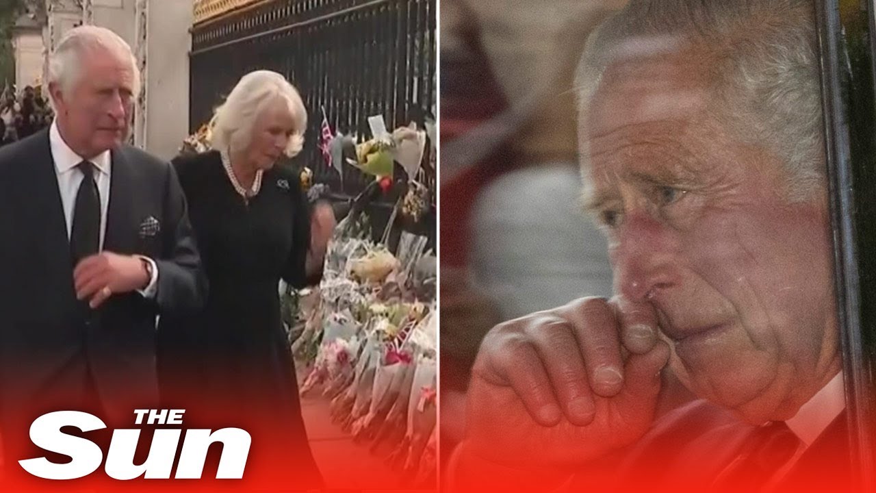 King Charles wipes away tears as he returns to Buckingham Palace greeted by mourners
