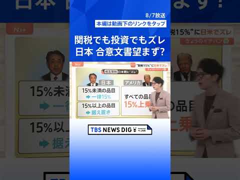 経済金融の動画サムネイル - トランプ“関税15％”に日米でズレ　専門家「日本はスピード感を重視し合意文書を望まなかったか」【Ｎスタ解説】｜TBS NEWS DIG #shorts