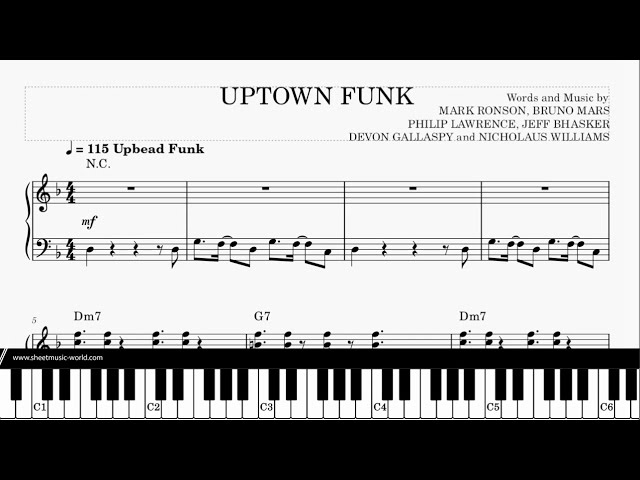 Bruno Mars’ “Uptown Funk” Piano Sheet Music PDF