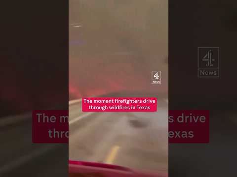 Firefighters drive through Texas wildfires