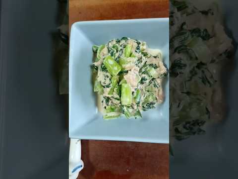 小松菜のツナ缶でレンチンマヨ和えしました