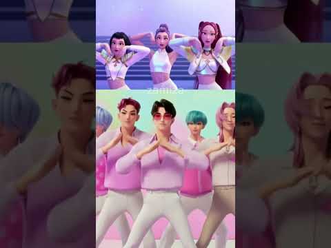 saja boys vs huntrix dance kpop #demonhunters #huntrix #sajaboys #golden #sodapop #soda