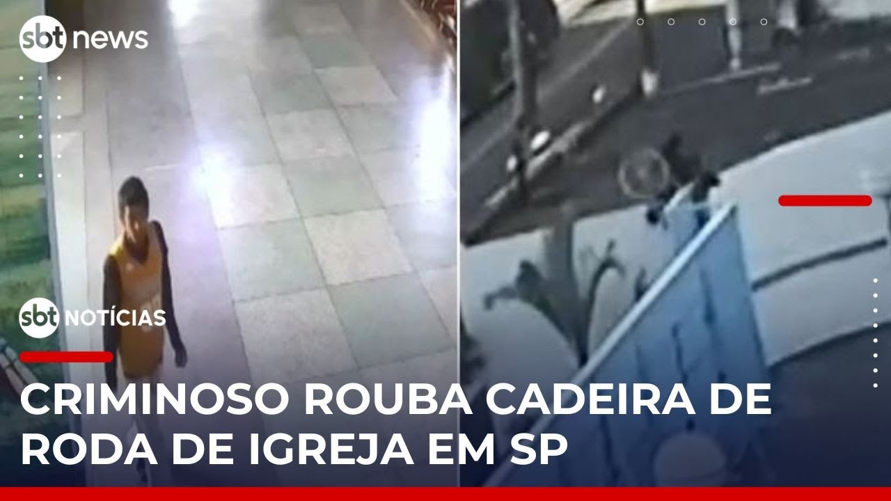 Homem é flagrado roubando cadeira de roda de paróquia em SP | #SBTNotícias