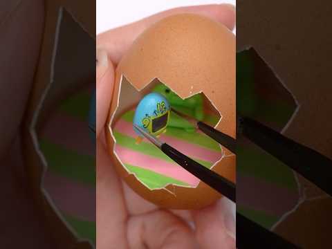 DIY Tamagotchi room inside an real egg - polymer clay #shorts