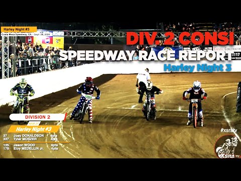 Div 2 Consi! Costa Mesa Speedway Harley Night 3! #dirttrackracing #crash #racing - dirt track racing video image