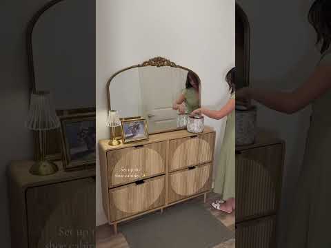 In love with my new shoe cabinet entryway 🤍✨ #shoecabinet #entrywaytable #homestyling #tiktokshop