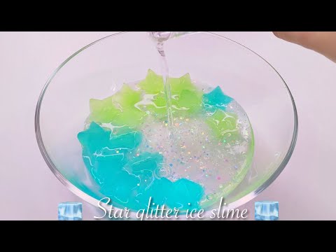 【ASMR】🧊氷スライム🧊星とラメ⭐️【音フェチ】Star glitter ice slime
