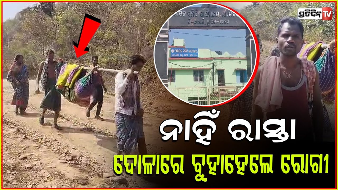 ଦୋଳା ରେ ପୁଣି ୧୨ କିମି ବୁହାହେଲେ ଗର୍ଭବତୀ ! Ambulance failed to reach R. Udayagiri village, Gajapati.