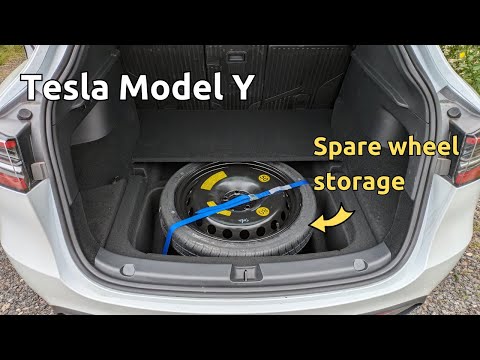 Fitting spare wheel under the boot floor in a Tesla Model Y