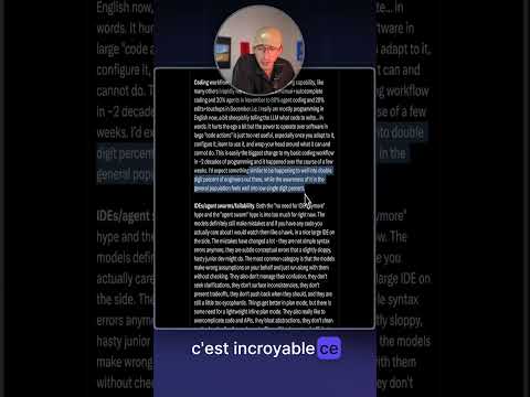Andrej Karpathy : L'AI code a présent 80% du temps sur un projet.