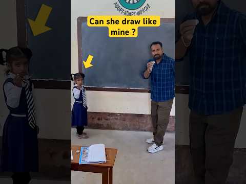 Can my little student draw like mine ?? #art #shorts #challenge