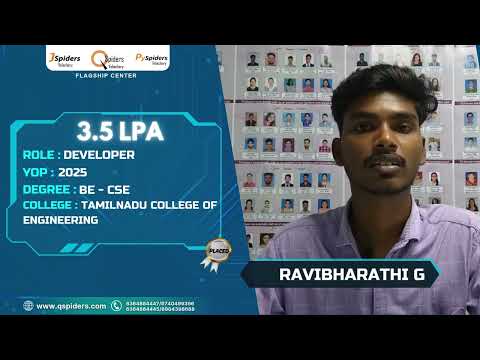 Congratulations, Ravibharathi G, for getting placed as a developer