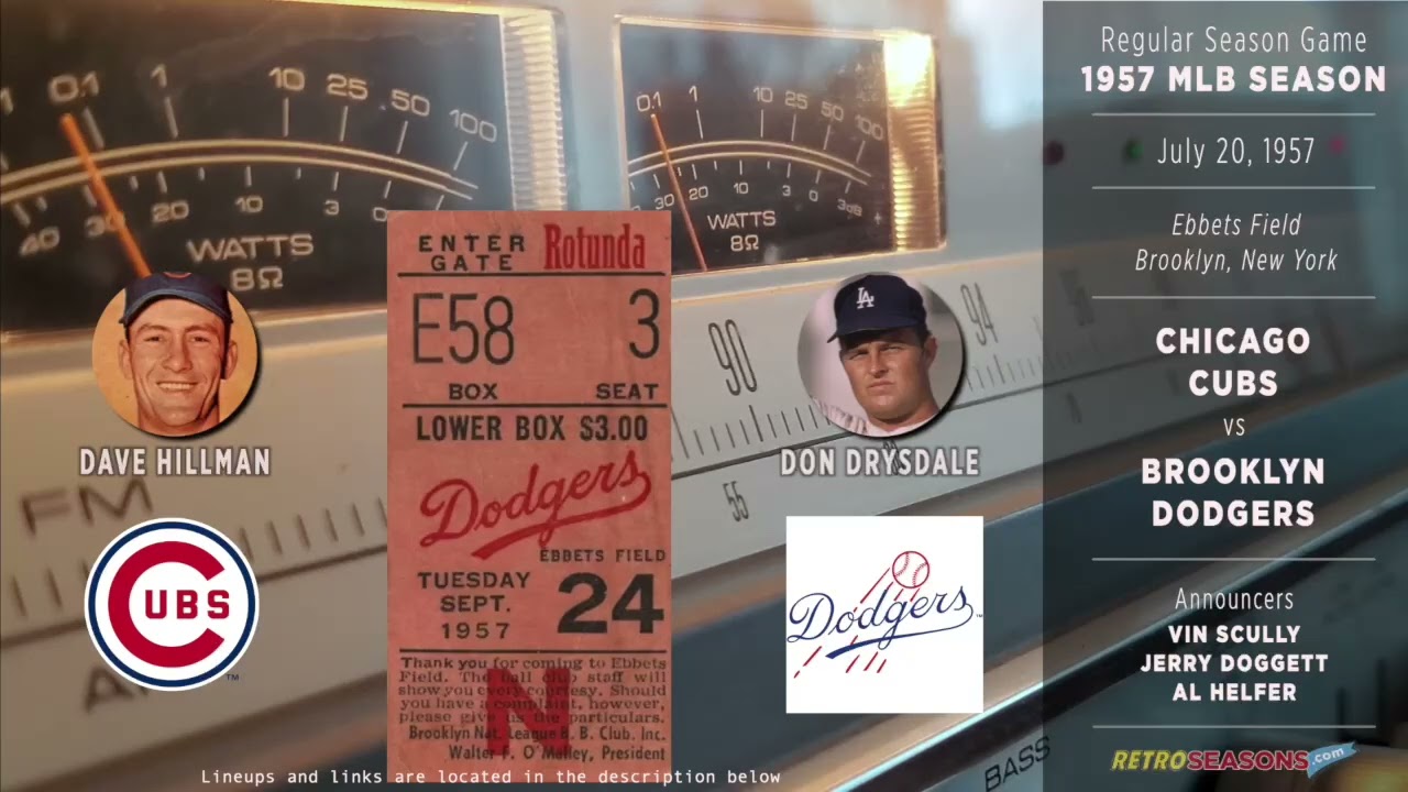 1957 Chicago Cubs vs Brooklyn Dodgers - Radio Broadcast video clip