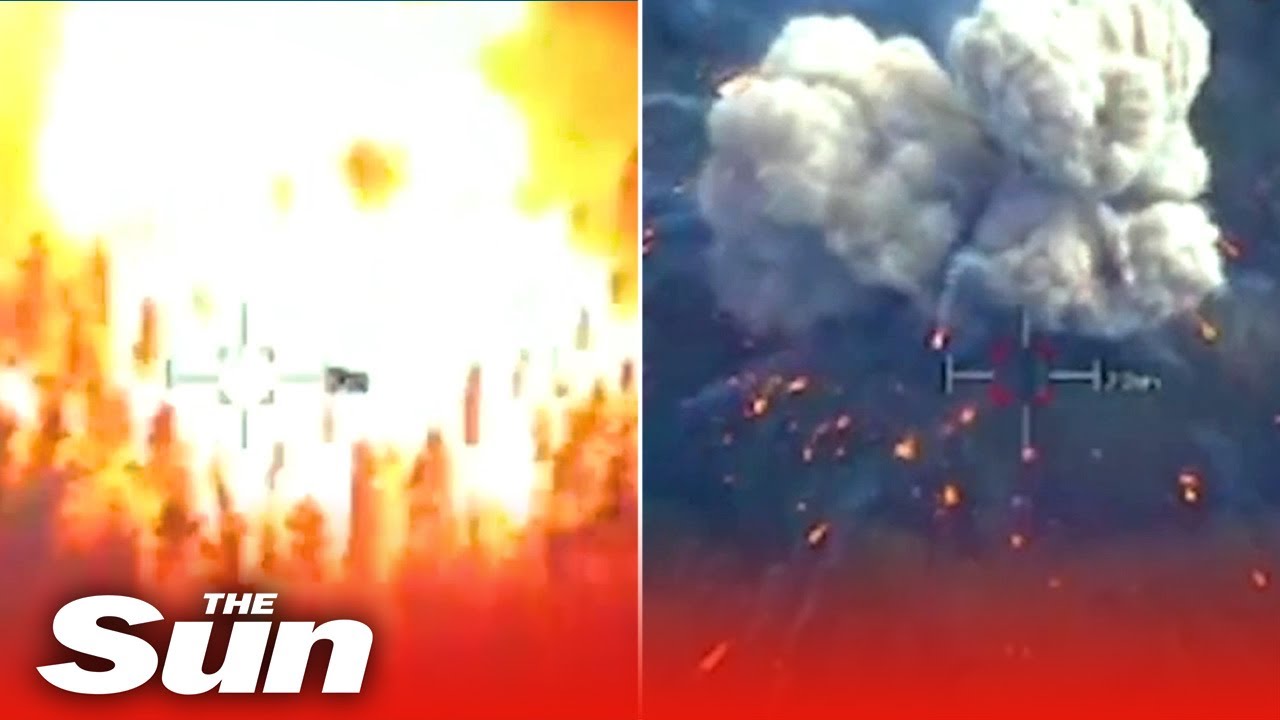 Ukrainians destroy Russian ammo trucks in huge explosion