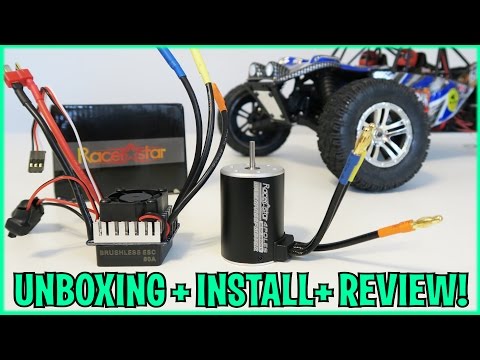 UNBOXING + INSTALL + LETS PLAY! - Racerstar 3650 BRUSHLESS Motor UPGRADE + 60A ESC - Truck Truggy RC - UCkV78IABdS4zD1eVgUpCmaw