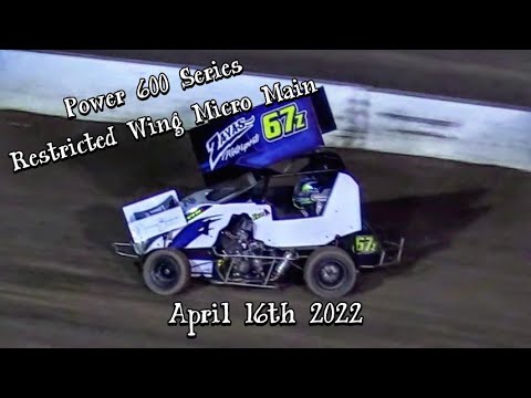 Power 600 Series Restricted Wing Micro Main At Central Arizona Speedway April16th 2022 - dirt track racing video image