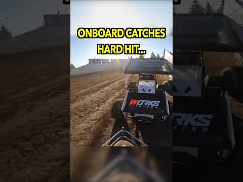 A MASSIVE HIT INTO THE BACKSTETCH WALL - dirt track racing video image