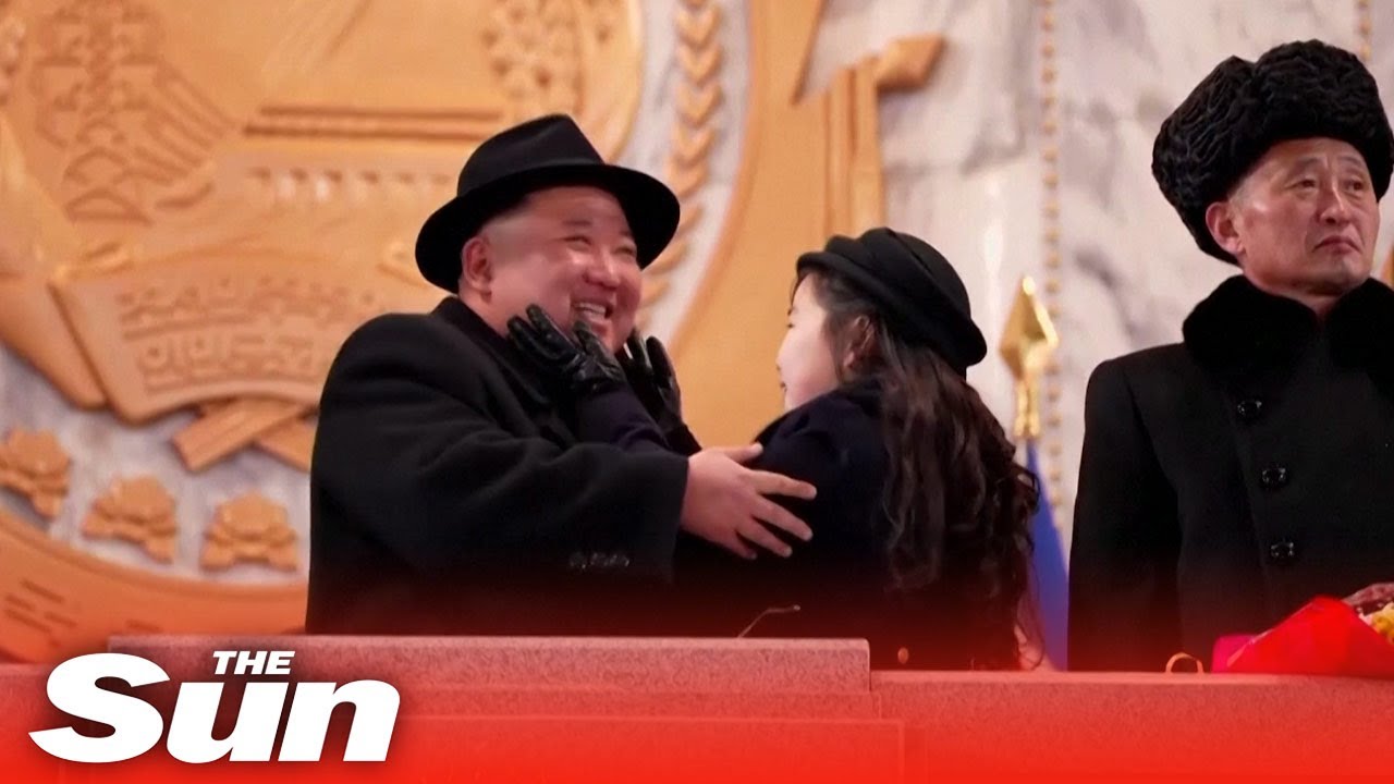 North Korea’s Kim Jong-un shares spotlight with daughter at nuclear missile parade