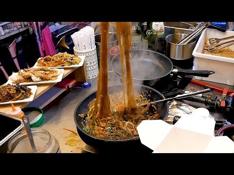 Glass noodles stir-fried with vegetables (Japchae) - Korean street food - UCdGwDjTgbSwQDZ8dYOdrplg