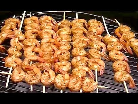 Making Shrimp Skewers / Kabobs / Kebabs on a Charcoal Grill with Old Bay Seasoning - UC9gTYxmSL9vdleWEenTfpAg