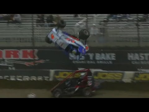 Racer tries to drive on the fence at the 2025 Tulsa Shootout ☠️ - dirt track racing video image