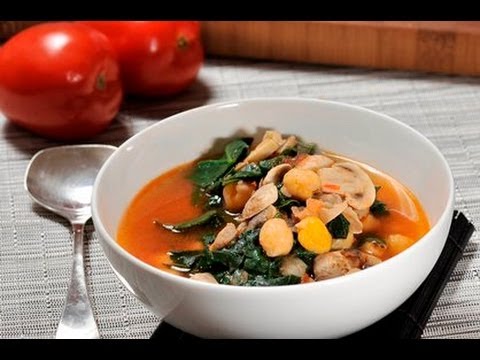 Sopa de garbanzos con espinacas y champíñones - Garbanzo, Spinach, and Mushroom Soup - UCvg_5WAbGznrT5qMZjaXFGA