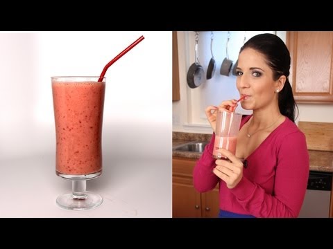 Strawberry Banana Smoothie Recipe - Laura Vitale - Laura in the Kitchen Episode 286 - UCNbngWUqL2eqRw12yAwcICg