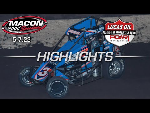 5.7.22 Lucas Oil POWRi National Midget League at Macon Speedway Highlights - dirt track racing video image