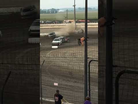 Wild Accident! cars rear into air. #dirttrack #crash #dirttrackracing #racetracklife #tracktire - dirt track racing video image
