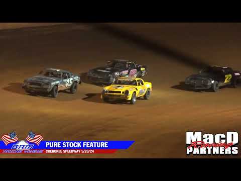 Pure Stock Feature - Cherokee Speedway 5/26/24 - dirt track racing video image