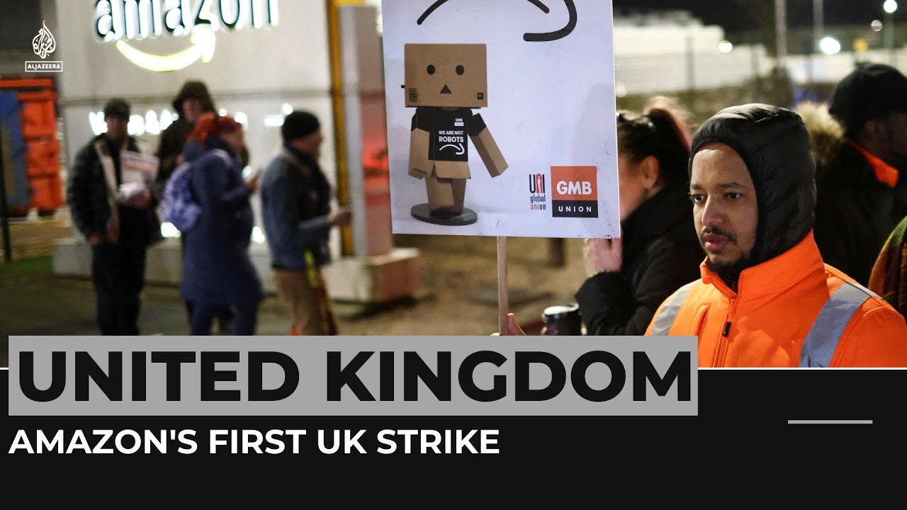 Amazon’s first UK strike: Hundreds of workers walk out over pay