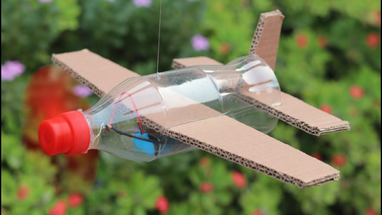How To Make Flying Airplane Using Cardboard and Coke Bottle