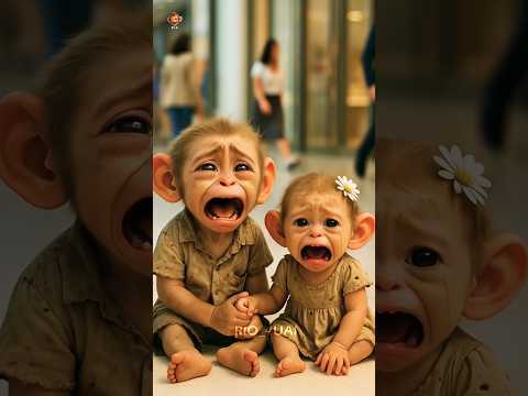 poor baby monkey rio and his sister emotional😭 mall story❤️