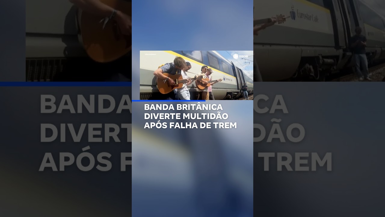 Banda britânica diverte multidão após falha de trem 📲 RecordNews Shorts