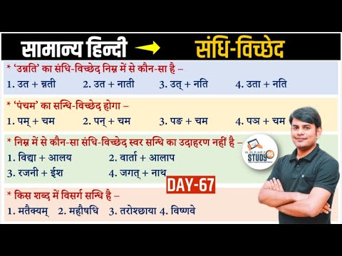 हिन्दी सन्धि विच्छेद 2 :  Sandhi Vichched। Best Question Answer in Hindi । By Nitin Sir Study91