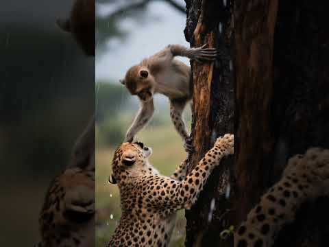Unbelievable! 😱Monkey fighting leopard with bare hands🐒 #tabbycat #cute #catandmousegame #trap