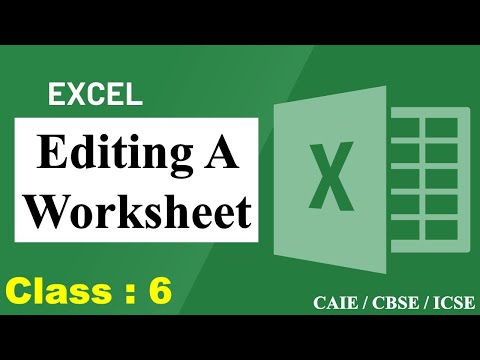 Editing A Worksheet | Class – 6 Computer | CAIE / CBSE / ICSE | Microsoft Excel | Excel 2010 Editing