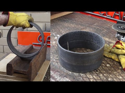 Bending Flat Bar into Rings using a Hammer and Rail Track - 50mm x 6mm (2" x 1/4" )Flat bar.