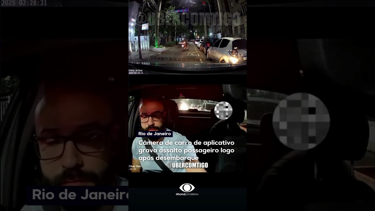 Câmera de carro de aplicativo grava assalto a passageiro logo após desembarque no Rio