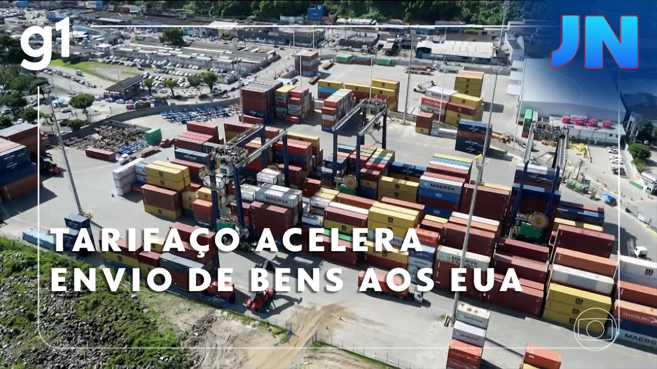 JN Tarifaço de Trump faz empresários brasileiros acelerarem envio de bens aos EUA