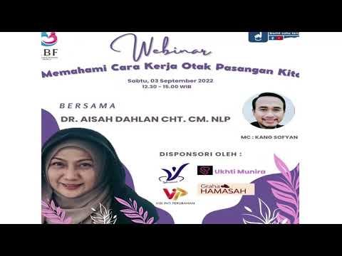 Lumigar Bogor Family menyelenggarakan Webinar sehari yang mengangkat judul " Memahami Cara Kerja Otak Pasangan Kita". Dengan narasumber ternama yaitu dr. Aisah Dahlan CHt. CM. NLP yang sering kali mengisi acara bertema kesehatan dan seputar keluarga dari perspektif islam. Jangan lupa untuk segera registrasi di https://bit.ly/reg_webinarLBF
