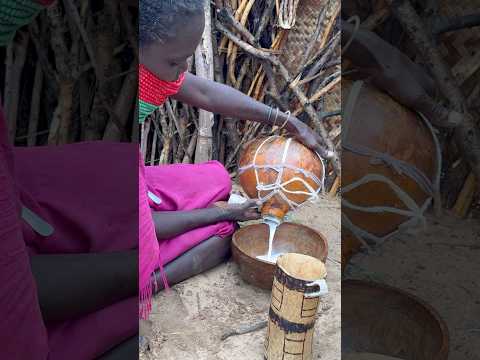 Traditional desert woman making oil out of milk #morningroutine #desertlife