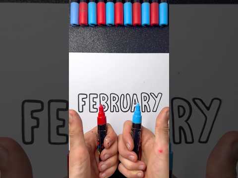 February! 🫶 Glitch Lettering Effect with Paint Markers! ✨🤩 #artistomg