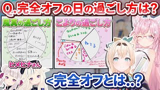 風真殿とこよちゃんのオフの日の過ごし方を聞いて困惑＆感心するヒメヒナの2人【ヒメヒナ/博衣こより/風真いろは/ #ヒメヒナじかん /ホロライ