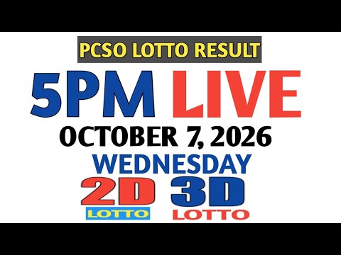 Lotto Result Today 5pm Wednesday pcso 2d 3d swertres ez2 October 7 2026