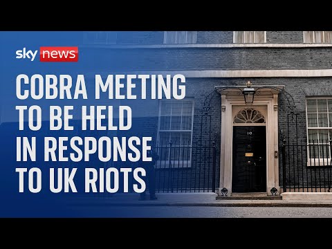 Watch Downing Street live: Emergency COBRA meeting to be held after weekend of UK riots