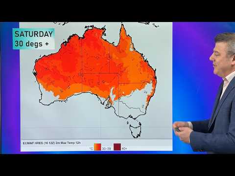 Oz: 30+ heat expands, Monday's cold reset for south-east